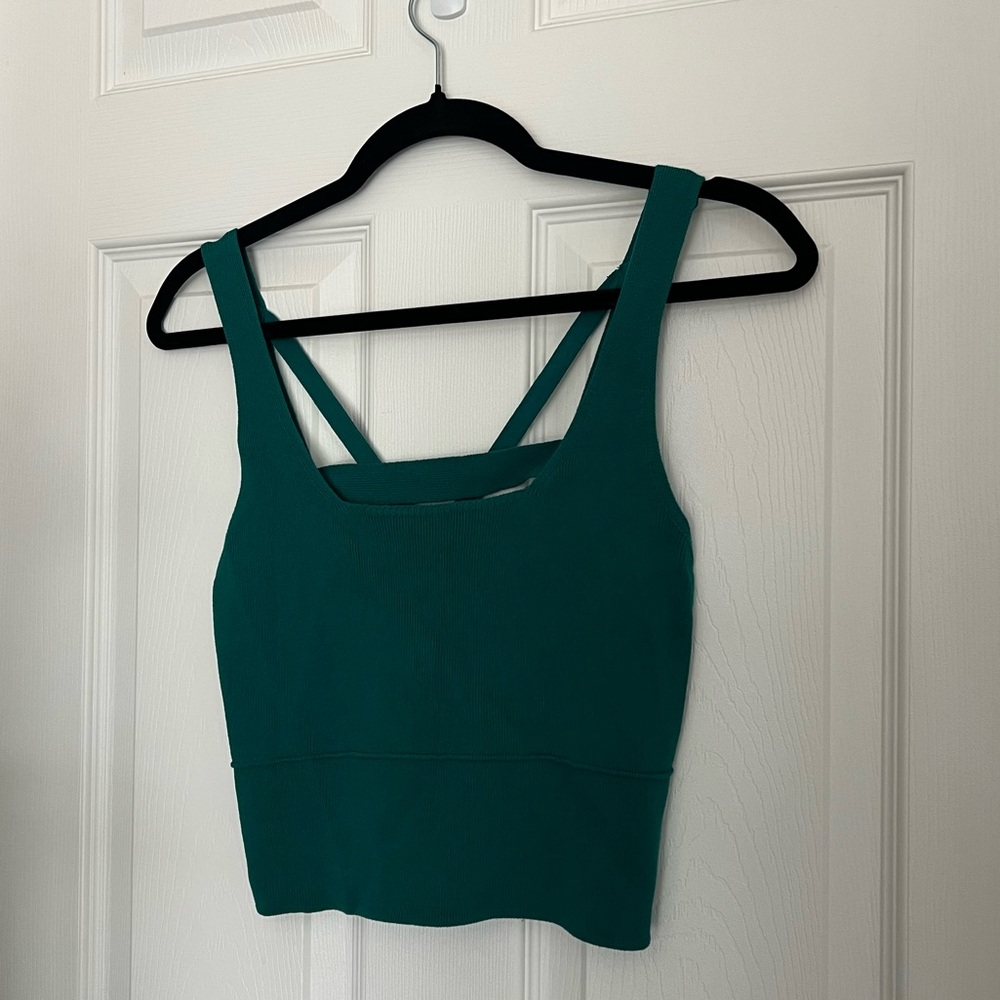 Teal Knit Cropped Tank | Criss Cross Back | Adjustable Straps | Size L